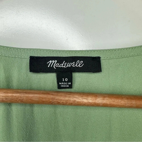 Madewell Gatehouse Green Leedra Button-Front Midi Dress Size 10 - Picture 7 of 15